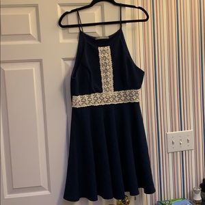 Navy sundress with Cream detail